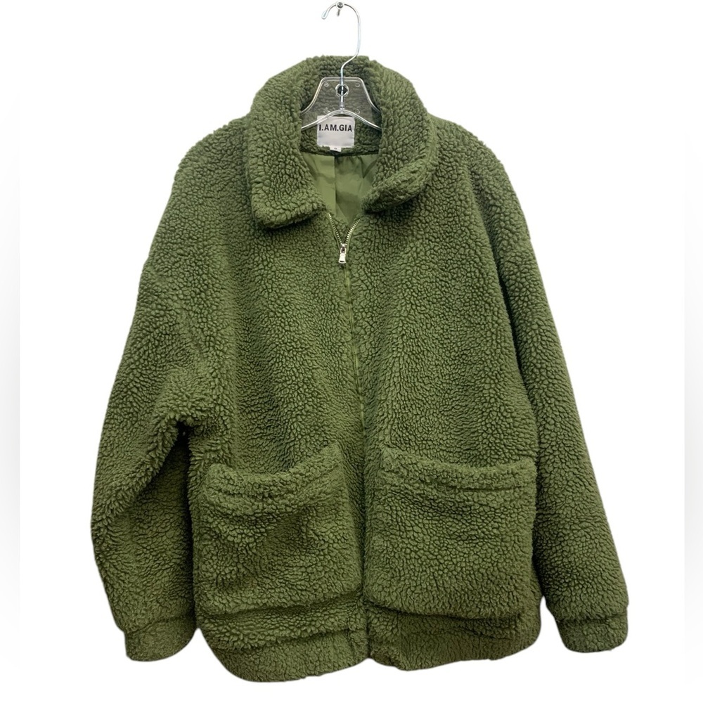 I.am.Gia LARGE olive pixie coat jacket teddy‎ SZ Small